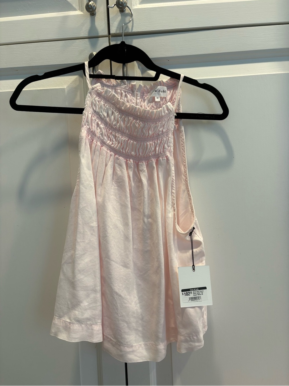 Bella Dahl Light Pink Smocked Halter Tank Top